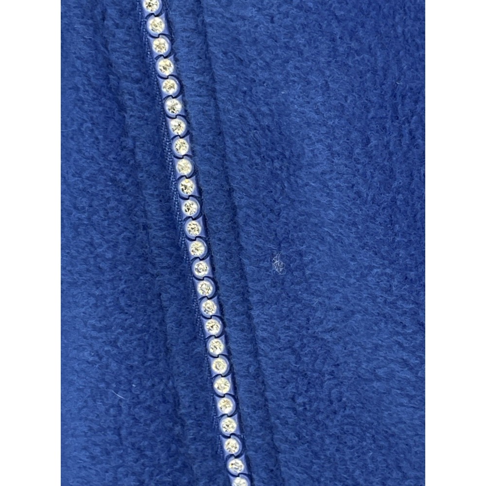 NWT Quacker Factory Blue Fleece Jacket Women's Size S Rhinestone Zipper Hoodie - Picture 3 of 11